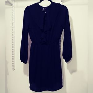 H&M Women's Mini Long Sleeve Black Dress - with Hook & Eye Front Closure Size 4